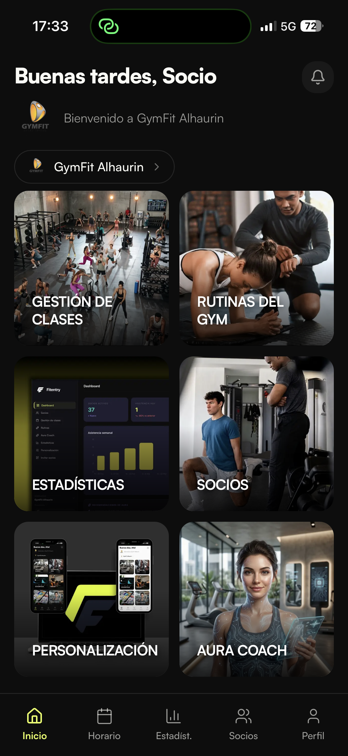 App Fitentry — Horario de clases